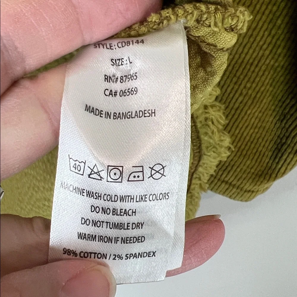 ELAN Cotton Blend Corduroy Fray Hem Button Front Shacket Size Large - Picture 8 of 11